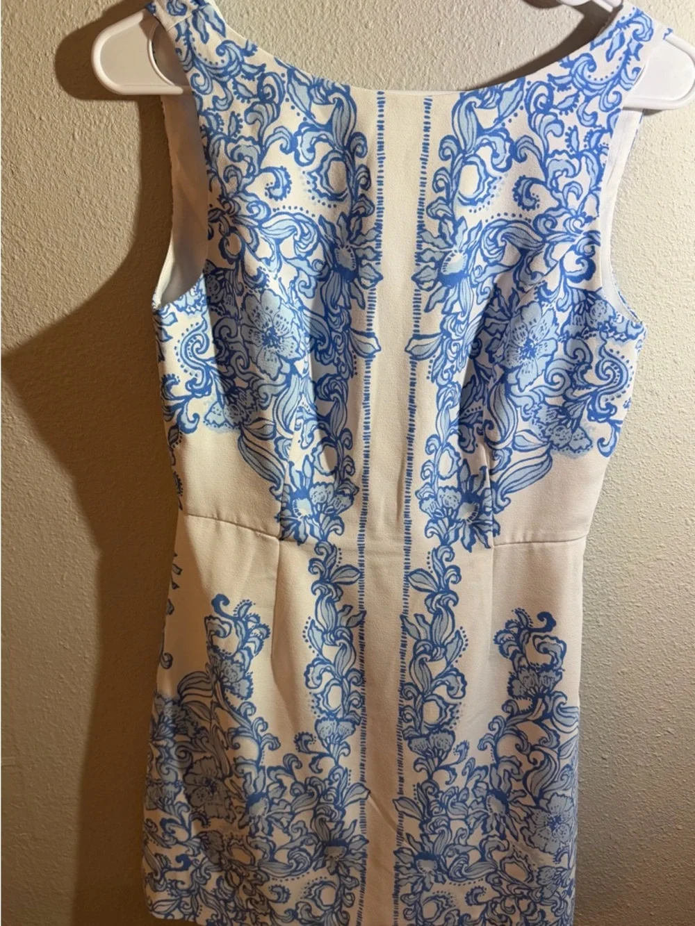 Lilly Pulitzer Blue & White Toile Printed Sleeveless Mini Shift Dress - Size 0 - Picture 5 of 7